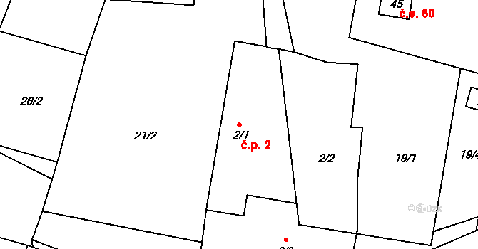 Beranova Lhota 2, Chotoviny na parcele st. 2/1 v KÚ Beranova Lhota, Katastrální mapa