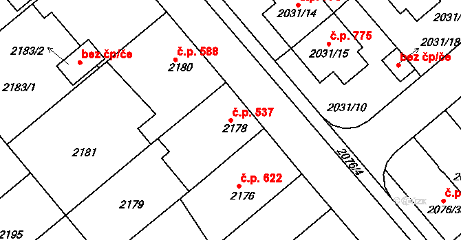 Veselí nad Lužnicí II 537, Veselí nad Lužnicí na parcele st. 2178 v KÚ Veselí nad Lužnicí, Katastrální mapa