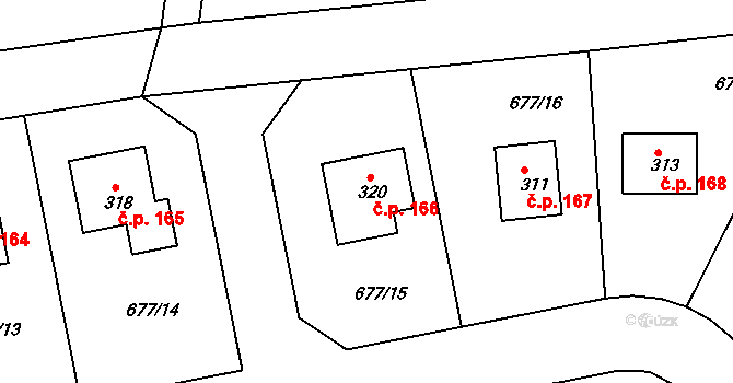Dobré 166 na parcele st. 320 v KÚ Dobré, Katastrální mapa