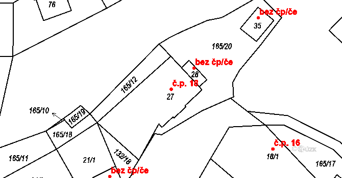 Chotětín 18, Zbiroh na parcele st. 27 v KÚ Chotětín, Katastrální mapa
