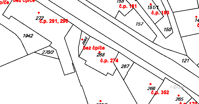 Česká Skalice 274 na parcele st. 268 v KÚ Česká Skalice, Katastrální mapa