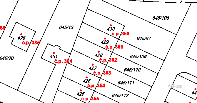 Krčín 352, Nové Město nad Metují na parcele st. 428 v KÚ Krčín, Katastrální mapa
