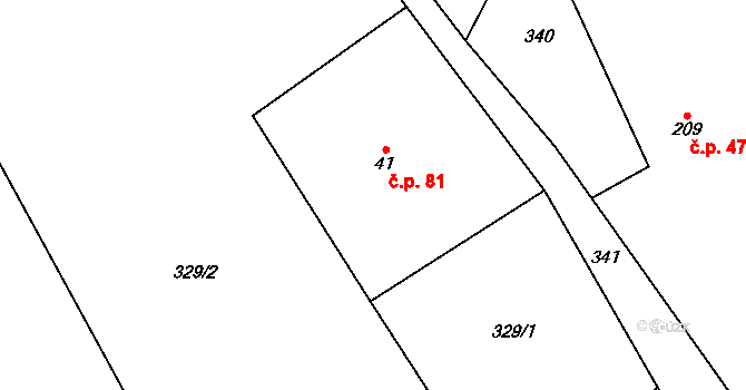 Teplice nad Metují 81 na parcele st. 41 v KÚ Teplice nad Metují, Katastrální mapa