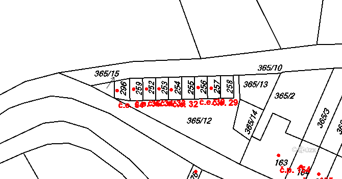 Babí 32, Náchod na parcele st. 254 v KÚ Babí u Náchoda, Katastrální mapa