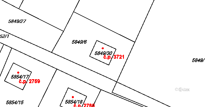 Frýdek 3721, Frýdek-Místek na parcele st. 5849/30 v KÚ Frýdek, Katastrální mapa