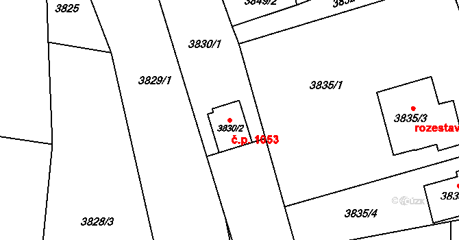 Dětmarovice 1053 na parcele st. 3830/2 v KÚ Dětmarovice, Katastrální mapa