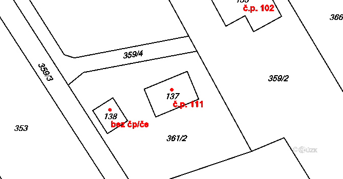 Semonice 111, Jaroměř na parcele st. 137 v KÚ Semonice, Katastrální mapa