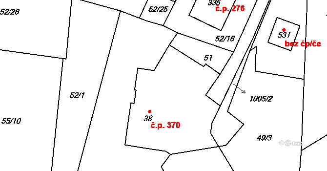 Zdíkov 70 na parcele st. 38 v KÚ Zdíkov, Katastrální mapa