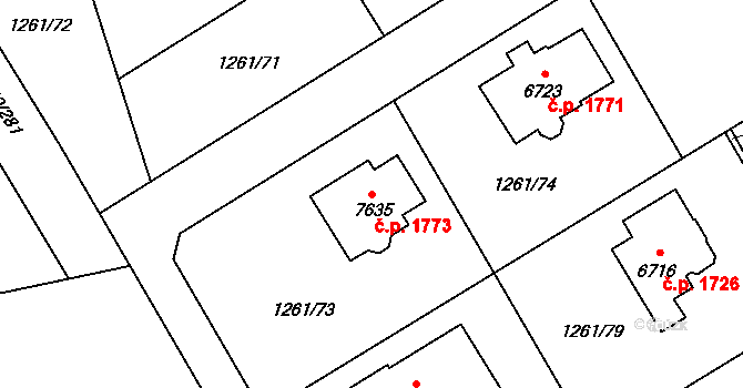 Beroun-Město 1773, Beroun na parcele st. 7635 v KÚ Beroun, Katastrální mapa