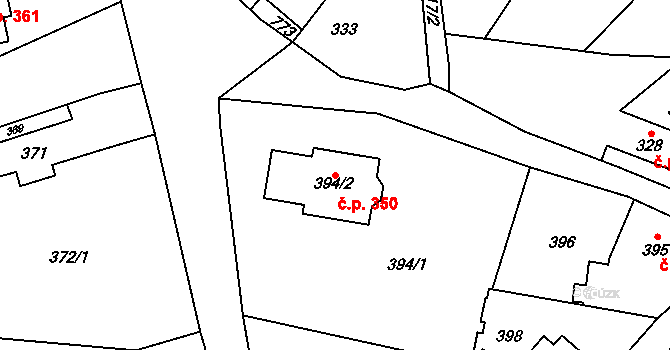 Kaňk 350, Kutná Hora na parcele st. 394/2 v KÚ Kaňk, Katastrální mapa