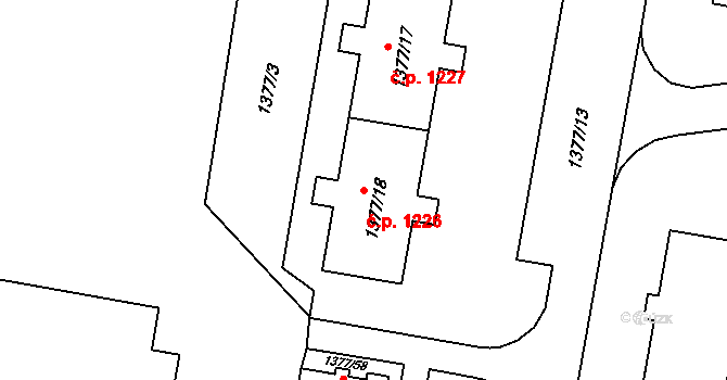 Kopřivnice 1226 na parcele st. 1377/18 v KÚ Kopřivnice, Katastrální mapa