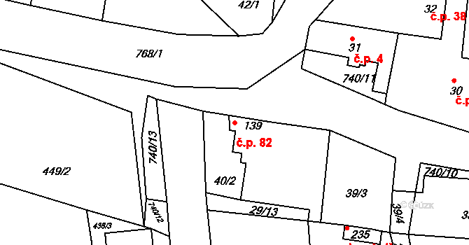 Velká Buková 82 na parcele st. 139 v KÚ Velká Buková, Katastrální mapa
