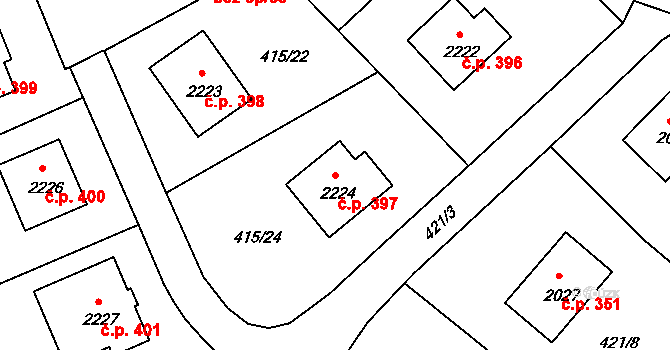 Horní Brána 397, Český Krumlov na parcele st. 2224 v KÚ Český Krumlov, Katastrální mapa