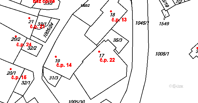 Stanovice 22, Nová Cerekev na parcele st. 17 v KÚ Stanovice u Nové Cerekve, Katastrální mapa