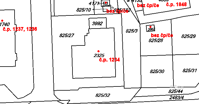 Humpolec 1234 na parcele st. 2325 v KÚ Humpolec, Katastrální mapa