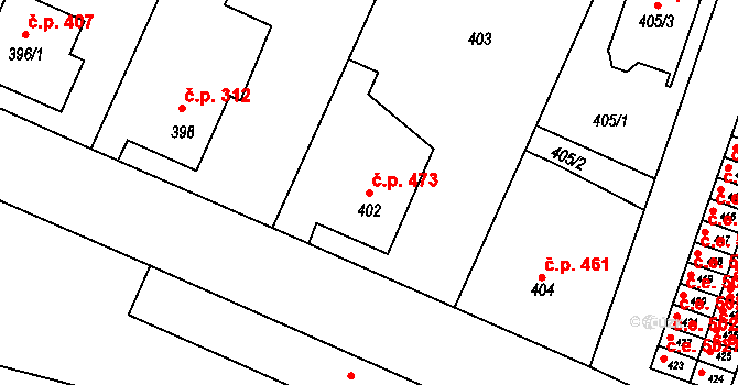 Kamenice nad Lipou 473 na parcele st. 402 v KÚ Kamenice nad Lipou, Katastrální mapa