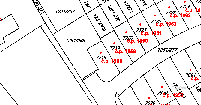 Beroun-Město 1958, Beroun na parcele st. 7718 v KÚ Beroun, Katastrální mapa