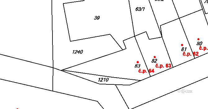 Malměřice 64, Blatno na parcele st. 83 v KÚ Malměřice, Katastrální mapa