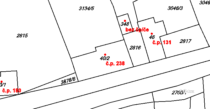 Libouchec 238 na parcele st. 40/2 v KÚ Libouchec, Katastrální mapa
