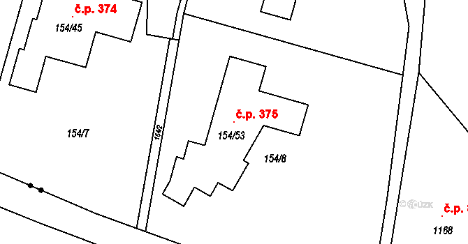 Klokoty 375, Tábor na parcele st. 154/53 v KÚ Klokoty, Katastrální mapa