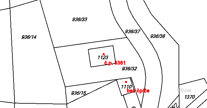 Jablonecké Paseky 5361, Jablonec nad Nisou na parcele st. 1123 v KÚ Jablonecké Paseky, Katastrální mapa