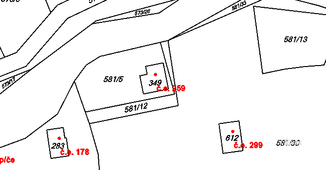 Šťáhlavice 259, Šťáhlavy na parcele st. 349 v KÚ Šťáhlavice, Katastrální mapa
