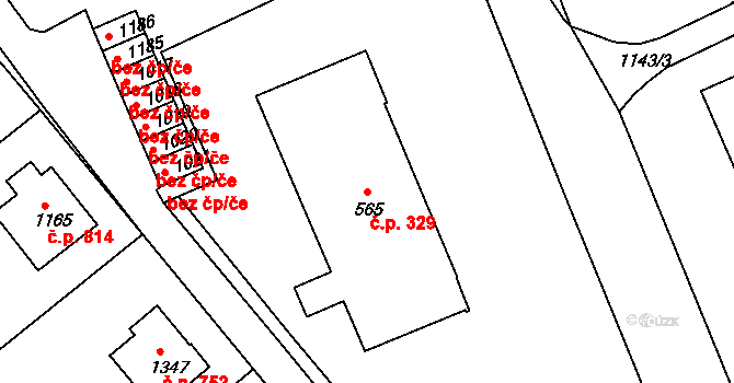Vamberk 329 na parcele st. 565 v KÚ Vamberk, Katastrální mapa