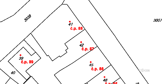 Rychnov nad Kněžnou 87 na parcele st. 42 v KÚ Rychnov nad Kněžnou, Katastrální mapa