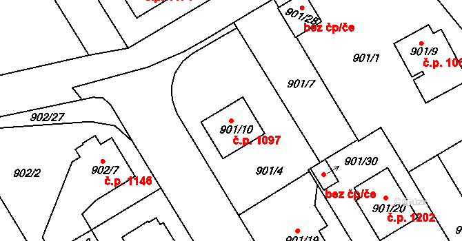Rychnov nad Kněžnou 1097 na parcele st. 901/10 v KÚ Rychnov nad Kněžnou, Katastrální mapa