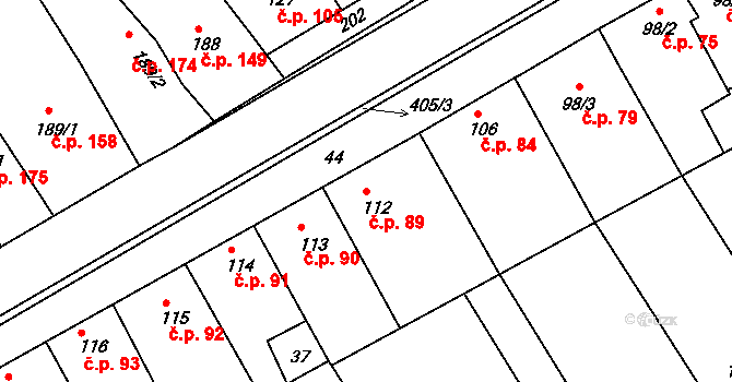 Vrbátky 89 na parcele st. 112 v KÚ Vrbátky, Katastrální mapa