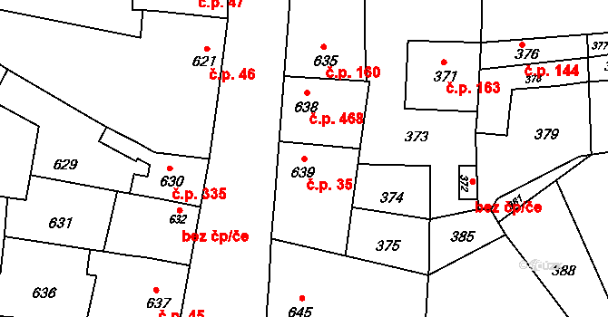 Troubky 35 na parcele st. 639 v KÚ Troubky nad Bečvou, Katastrální mapa
