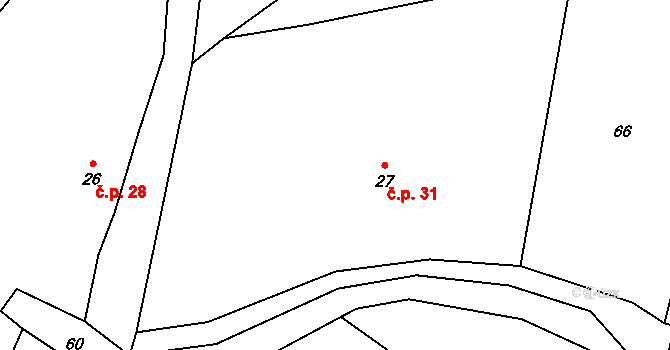 Čenovice 31, Čestín na parcele st. 27 v KÚ Čenovice, Katastrální mapa