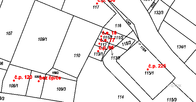 Omice 66 na parcele st. 113/1 v KÚ Omice, Katastrální mapa