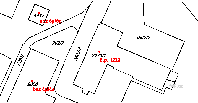 Kyjov 1223 na parcele st. 2270/1 v KÚ Kyjov, Katastrální mapa