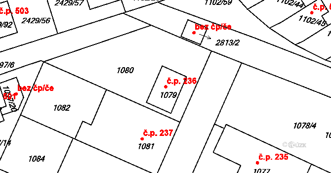 Dačice V 236, Dačice na parcele st. 1079 v KÚ Dačice, Katastrální mapa