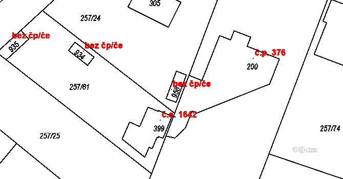 Kamenice 147799252 na parcele st. 958 v KÚ Štiřín, Katastrální mapa