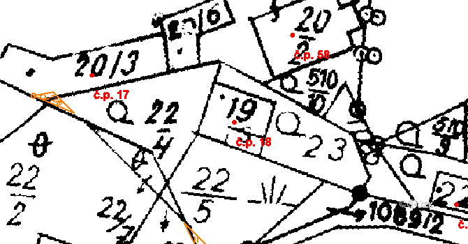 Vidochov 18 na parcele st. 19 v KÚ Vidochov, Katastrální mapa
