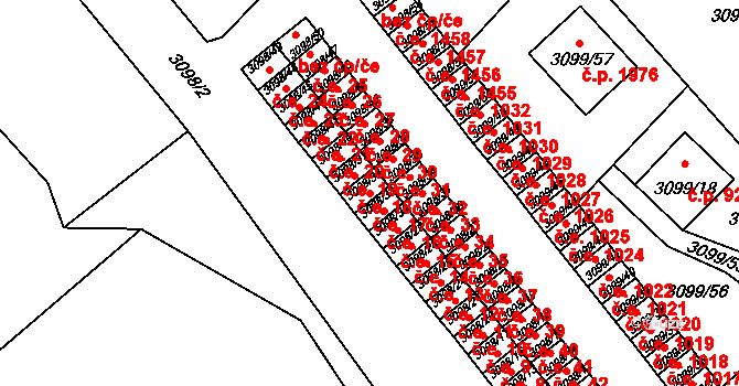 Pelhřimov 17 na parcele st. 3098/36 v KÚ Pelhřimov, Katastrální mapa