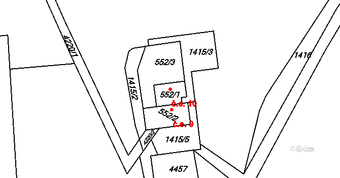Heřmanovice 10 na parcele st. 552/1 v KÚ Heřmanovice, Katastrální mapa