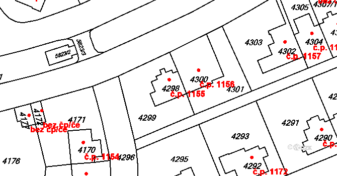 Záběhlice 1155, Praha na parcele st. 4298 v KÚ Záběhlice, Katastrální mapa
