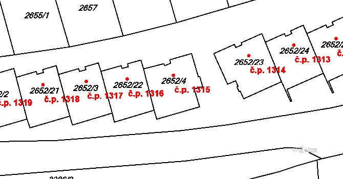 Michle 1315, Praha na parcele st. 2652/4 v KÚ Michle, Katastrální mapa