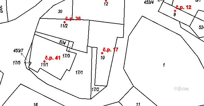 Pečičky 17, Pečice na parcele st. 10 v KÚ Pečičky, Katastrální mapa