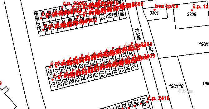 Sezimovo Ústí 2387 na parcele st. 715 v KÚ Sezimovo Ústí, Katastrální mapa