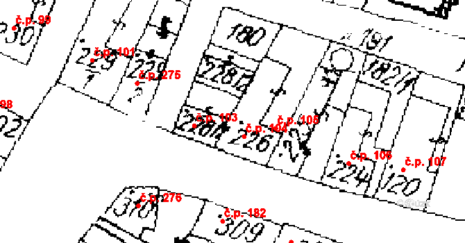 Žiželice 104 na parcele st. 226 v KÚ Žiželice nad Cidlinou, Katastrální mapa