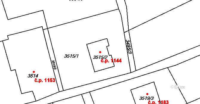 Jablunkov 1144 na parcele st. 3515/2 v KÚ Jablunkov, Katastrální mapa