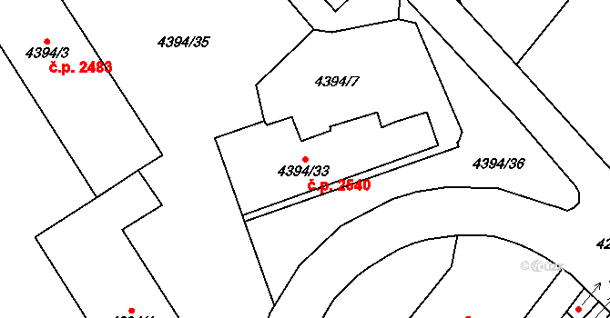 Vinohrady 2540, Praha na parcele st. 4394/33 v KÚ Vinohrady, Katastrální mapa