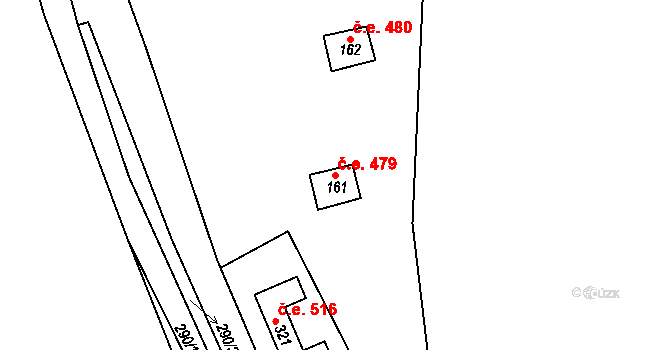 Lipno 479, Líšťany na parcele st. 161 v KÚ Těchoděly, Katastrální mapa