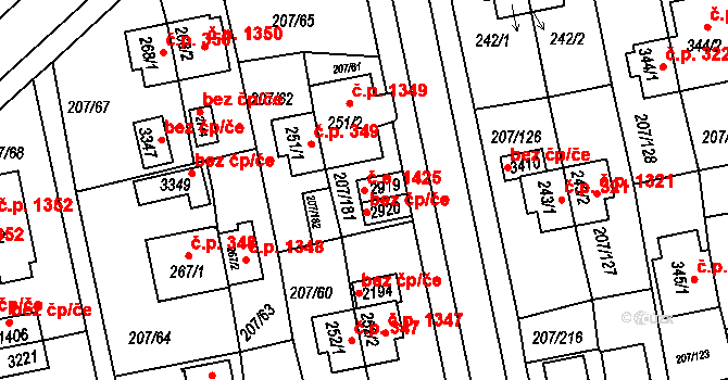 Sezimovo Ústí 1425 na parcele st. 2919 v KÚ Sezimovo Ústí, Katastrální mapa