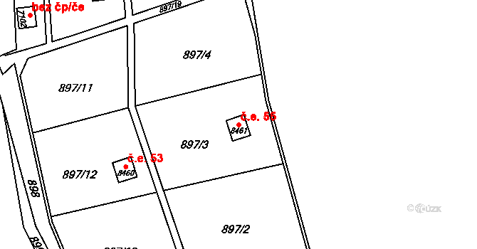 Zlín 55 na parcele st. 8461 v KÚ Zlín, Katastrální mapa