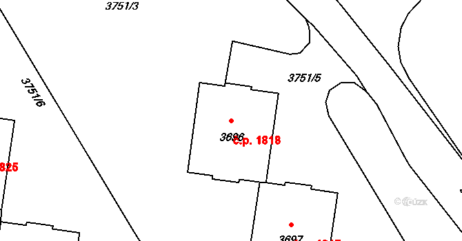 Poruba 1818, Ostrava na parcele st. 3696 v KÚ Poruba-sever, Katastrální mapa